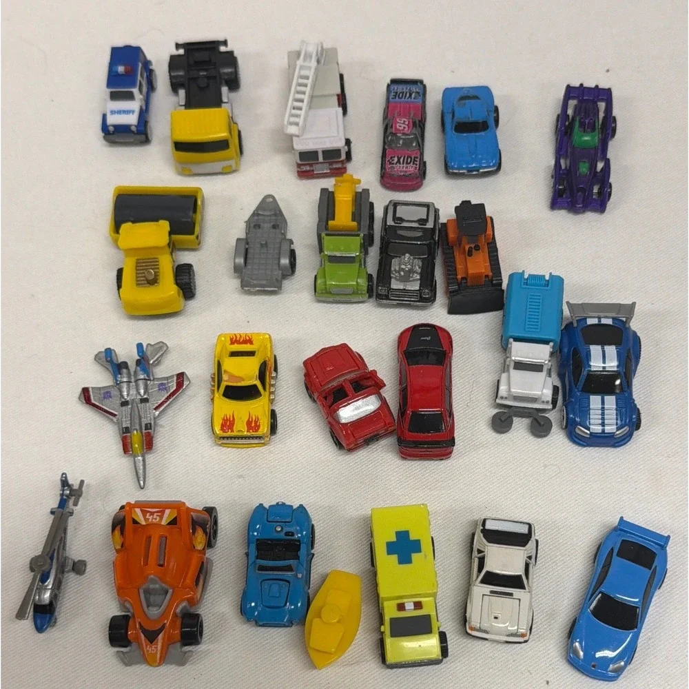 Lot of 38 Micro Vehicles Hot Wheels Tomy Miniature Cars Trucks Planes Helicopter